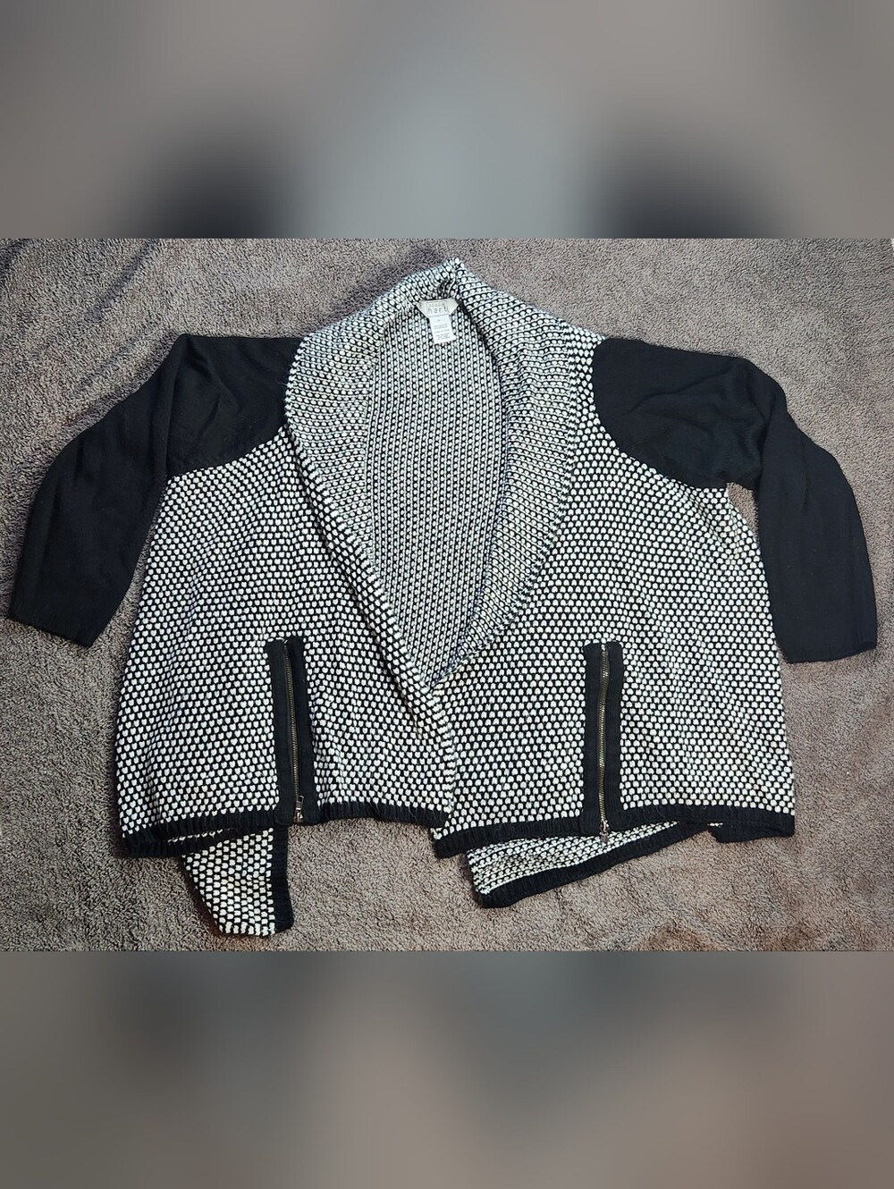 Black and White Keren Hart Waterfall Cardigan